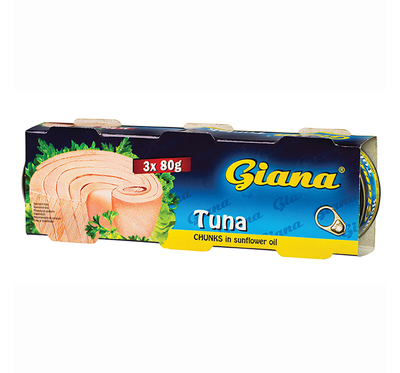 Tuna chunks in sunflower oil 3x80g